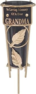 Grave Vases with Spike Grave Ornaments - Memorial Plaques/Black Vases Flower Holders with Personalised Quotes; Metal Spikes Grave Decorations in Loving Memory of your Loved Ones (Grandma)