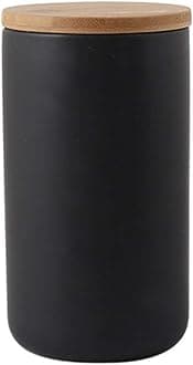 Food Storage Canister, Ceramic Kitchen Canisters with Airtight Seal Bamboo Lid, Food Storage Jar for Tea, Coffee Bean, Spice, Sugar 260ml/ 800ml/ 1000ml (1000ml-10.3 x 18.2cm)