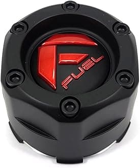 Fuel Off-Roads Matte Black Wheel Center Hub Cap Gloss Red Logo 3-1/8"OD Snap-In
