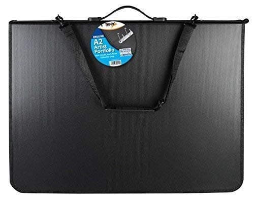 A2 Deluxe Ring Binder Artist Portfolio Black Presentation Carry Case Premium Folder & Strap