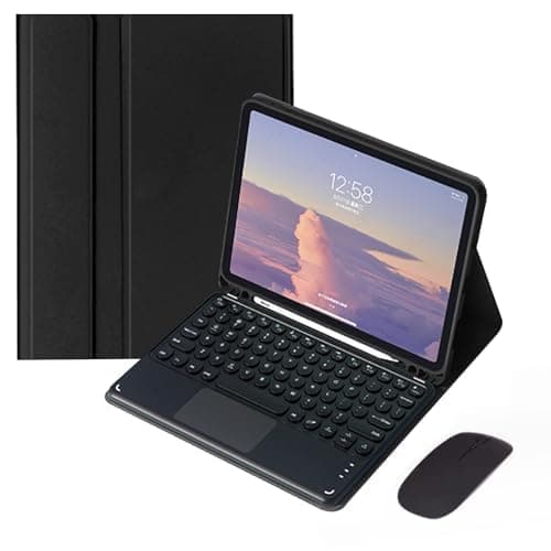 Arabic and English Keyboard Case for Samsung Galaxy Tab A8 2021 Case with Bluetooth Mouse, Round Key Wireless Keyboard, Lightweight Smart Keyboard Cover (Black, Galaxy Tab A8)