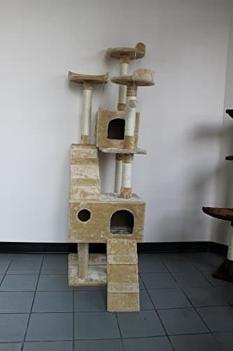 Multi Color Newest Cat Tree Condo Furniture Scratch Post Perch Post Pet House Perch Activity Trees (Beige, 72-Inch)