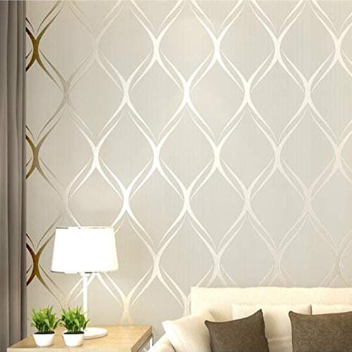 OVOIN Premium Textured Wallpaper. Beige Modern Pattern. (0.53 * 10 Metres, 57 Sq Ft)