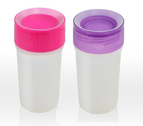 Anyway Up Lite Cup 2 PACK 12 Months 360° degree drinking Toddler Baby Pink + Purple