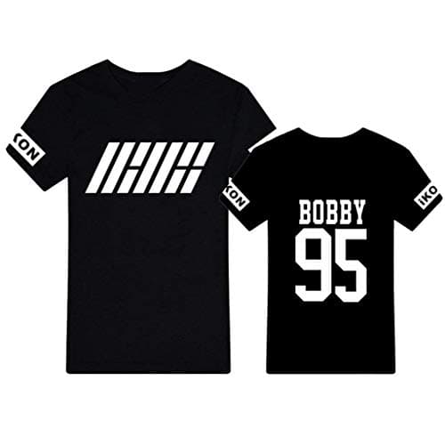 mainlead Kpop IKON Tshirt Welcome Back My Type T-Shirt YUN HYEONG Bobby B.I Tee Shirt(Black, M, Bobby)
