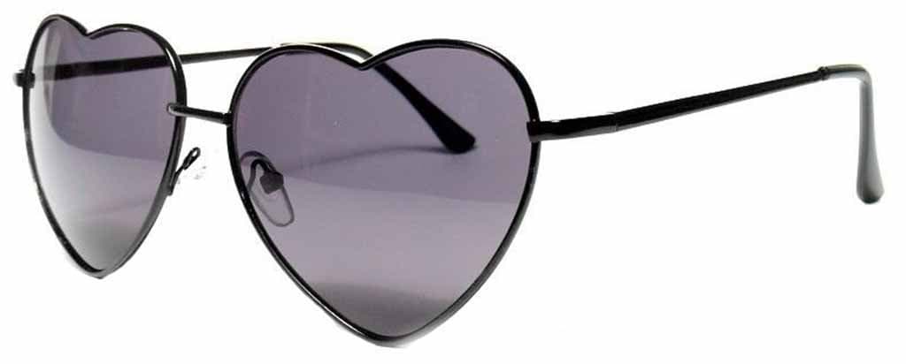 VERY CUTE SILVER GOLD BLACK RED HEART WIRE FRAME DESIGNER SUNGLASSES SHADES-Black