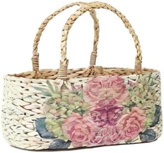 Habere India-All the Cultures Fabricating India Wicker Hamper Basket | Bamboo Basket | Cane Gift Hamper Baskets | Seagrass Shelf Organiser | Decorative Fruit Baskets (Design 16; L33 x W19 x H15 cm)