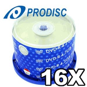Prodisc 16X DVD-R Silver Inkjet Hub Printable 100 Pack in Cakebox