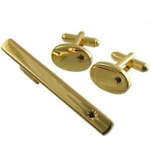 Select Gifts Cufflinks for men Gift set~Ruby Gold Cufflinks & Ruby Gold Tie Bar Gift Set