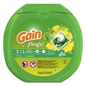 Gain86792CT Flings Detergent Pods, Original, 0.06 Pac, 72/Container, 4 Container/Carton