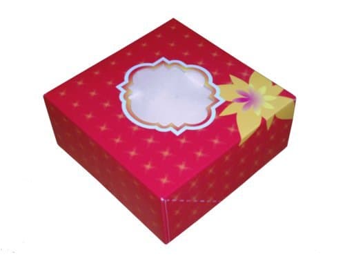 50 Red Large 8" x 8" x 3" Cake Box with Window