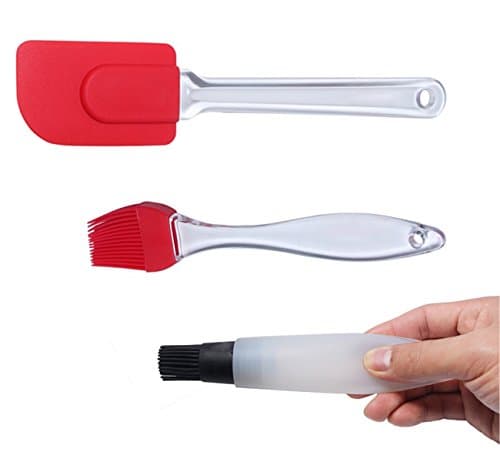 Pastry Brush Silicone Spatulas Set, Silicone Kitchen Utensil Set of 3 - Pastry Basting Oil Brushes + Baking Spatula Non-stick Rubber Turner Heat Resistant for Kitchen Cooking Grilling, Dishwasher Safe