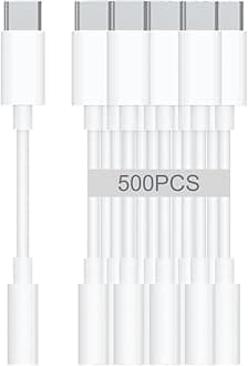 USB-C to 3.5mm Audio Headphone Adapter - HiFi 500 Pack Compatible with Apple iPhone 17 16 15 Samsung Galaxy S25 S24 S23 S22 S21 Plus Pro Max Ultra Pixel iPad - Type C to Aux Cord Jack Dongle Adapter