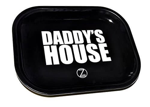 Daddy's House Metal Rolling Tray - Mini (Black) - Gift Idea for Him, Husband, Relatives, Coworker, Friends & Family - Unique Gift.