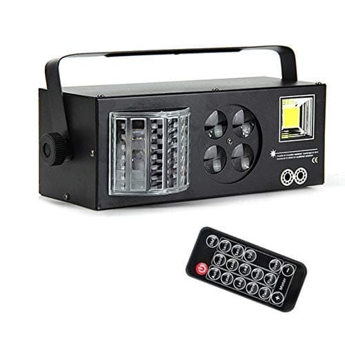 4 in 1 Mix Effect Party Light, LED DMX Rotate Light Laser Light Sound Controlled Auto Disco DJ Lights for Live Show Xmas Halloween with Remote Control (Black)