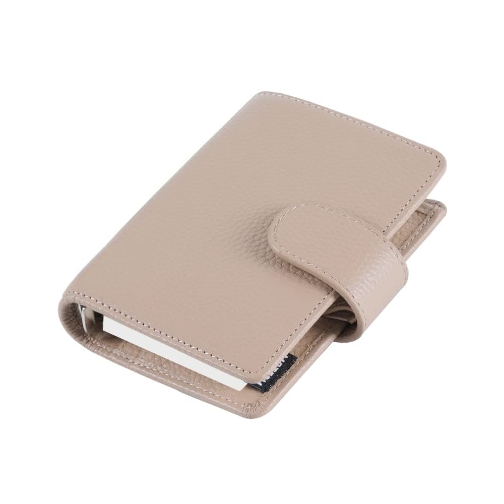 A8 Regular Rings Planner - Genuine Leather Binder Organizer Wallet (Pebbled-Taupe, 15mm Ring)
