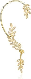 Vercret Gold Cuff Earrings for Women Cartilage Ear Cuff CZ Adjustable Ear Clip Wrap Around Earring No Piercing