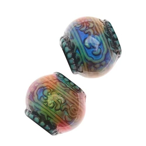 Mirage Color Changing Mood Beads - Blue Mystique Pattern 13x11mm (2)