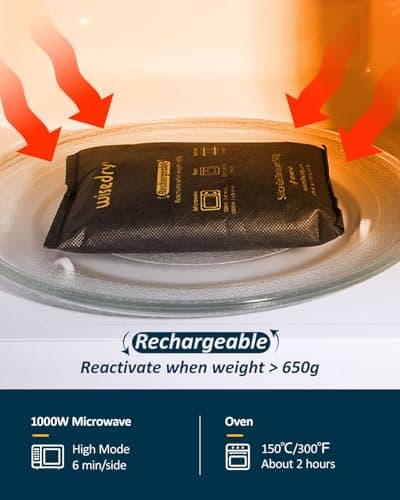2 x 500 Gram [2.2 lbs] Rechargeable Silica Gel Desiccant Packets Microwave Fast Reactivated Desiccant Bag Large for Car Basement Garage Storage Bathroom Gun Safes RV Moisture Removal Reusable