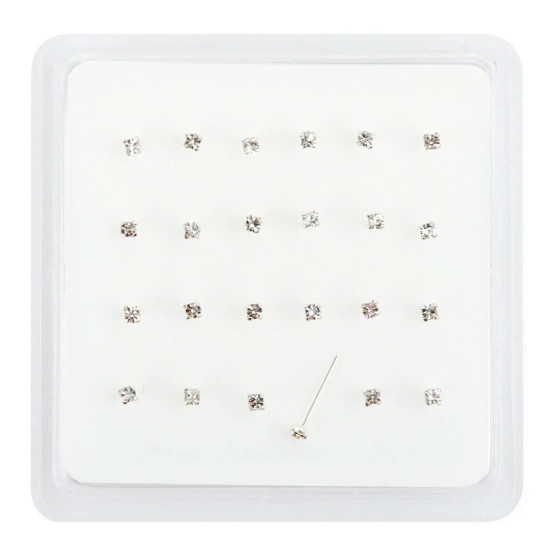 Pack Of 24 solid 925 sterling silver clear jewel cubic zirconia nose studs comes boxed