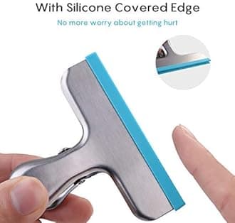 HOUSE AGAIN 12 Pack 3 Sizes Stainless Steel Chip Bag Clips Covered with Silicone - NO More Sharp Edges - Air Tight Seal Bag Clips, 5 Inches, 3 Inches and 2.5 Inches