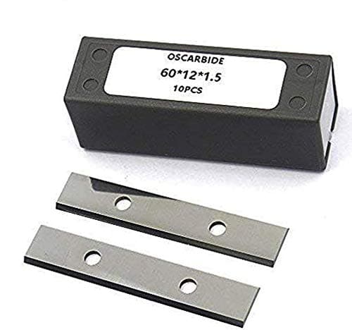 OSCARBIDE 60mm (2-3/8") Carbide Inserts, 60x12x1.5mm, 2 Edges, for Woodworking, Helical Planer Heads, & Hand Scrapers, 10 Pieces