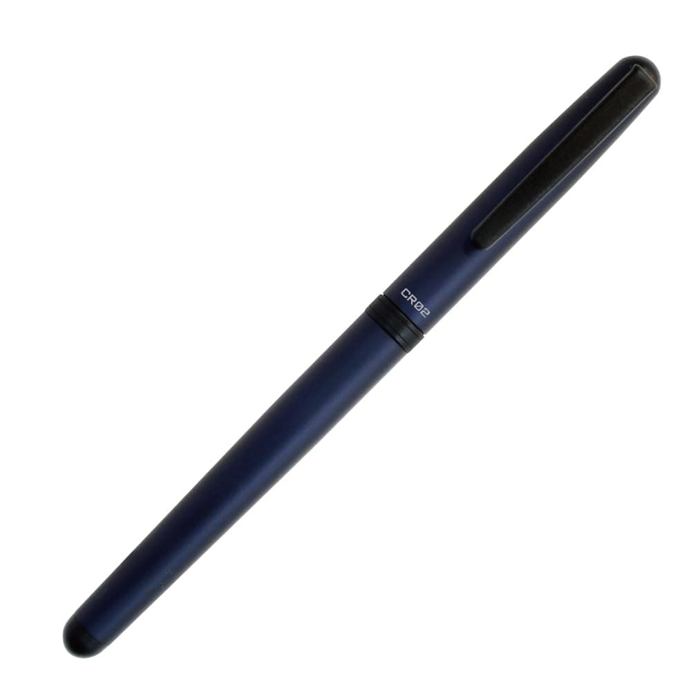 オート OHTO CR02 Ceramic Rollerball Pen, 0.5mm Fine Point, Medium-Thick Aluminum Barrel with Brass Components, Matte Blue, Refillable Water-Based Black Ink, CR02-05-MBL