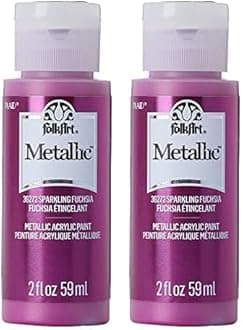 FolkArt Metallic Acrylic Craft Paint, Sparkling Fuschia 2 fl oz Premium Metallic Finish Paint, Perfect For Easy To Apply DIY Arts And Crafts, 36272 (Pack of 2)