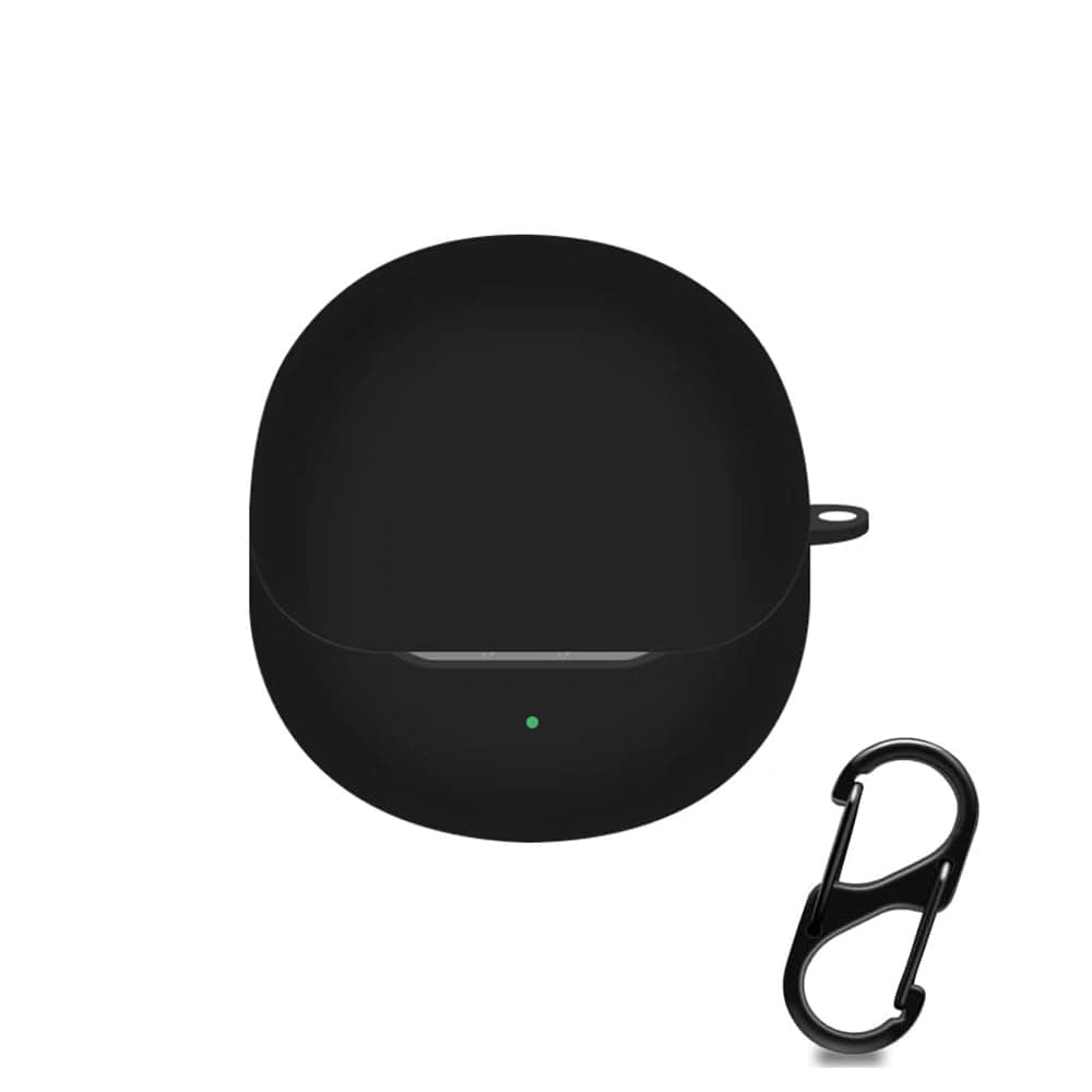 Soft Silicone Case Compatible with SoundPEATS Air5 Wireless Earbuds, Full-Body Protection Cover with Anti-Lost Keychain (Black)