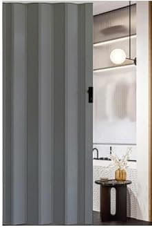 PVC Folding Door (Sliding Door) (Plaid grey, W90CM x L220CM)