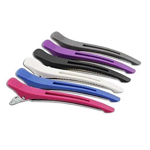 6Pcs/set Pinup Plastic Duck Bill Hair Clips for Sectioning Hair - Professional Non Slip Silicone band Clips Salon DIY Accessories Hairpins Hairgrip for Women(Plastic & Metal Duckbill)