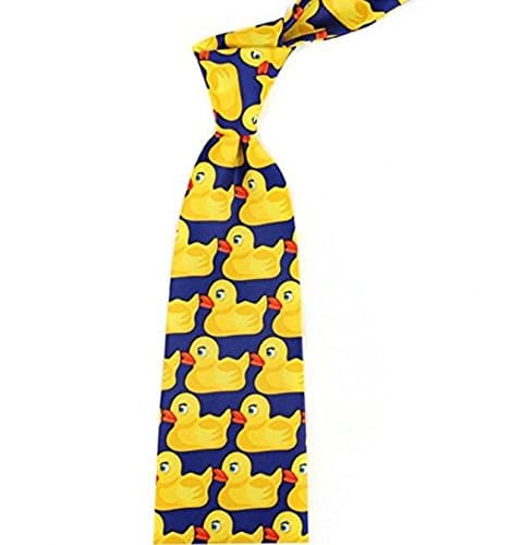Kingken Unique Cartoon Tie Fancy Rubber Duck Pattern Neck Tie for Men