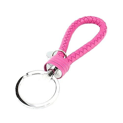 Ocharzy Key Chains Handwoven Leather Keychain Simple Car Key Chain Accessories Keychain Gift for Men and Women (Pack of 1, Rose)