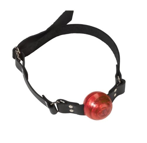 Leather 1 1/2 Red Ball Gag W/D Ring