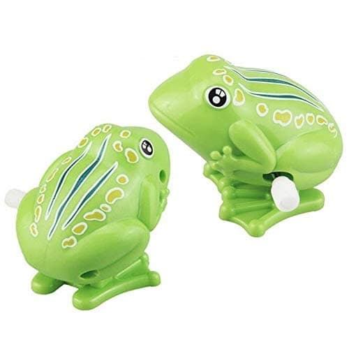 LHKJ2 Pcs Cartoon Wind Up Frog, Plastic Clockwork Animal Walking Jumping Frog Toys for Kids