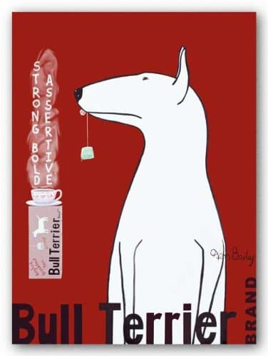 Bull Terrier Tea Poster Print by Ken Bailey (8 x 10)