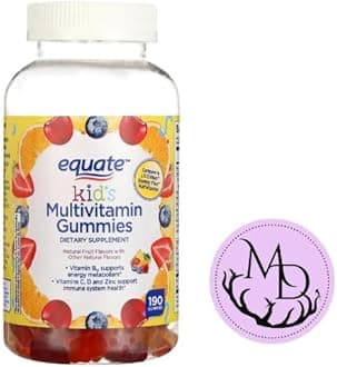 Equate Kids Multivitamin Gummies for General Health, Natural Fruit, 190 Count +Dri Store Sticker.