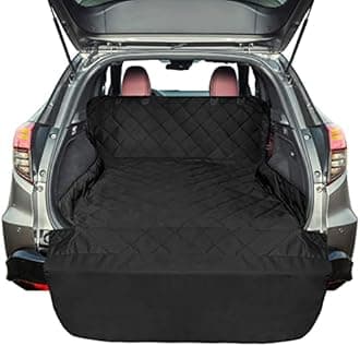 F-color Suv Cargo Liner for Dogs Waterproof Pet Cargo Cover Dog Seat Cover Mat for Suvs Sedans Vans with Bumper Flap Protector, Non-Slip, Large Size Universal Fit, Black