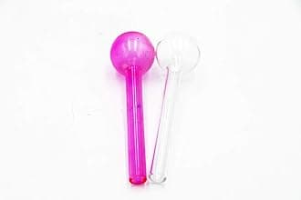 Green Apple Inc Glass Oil Burner Pipe (5 Inch, White and Pink, Transparent) - Pack of 2