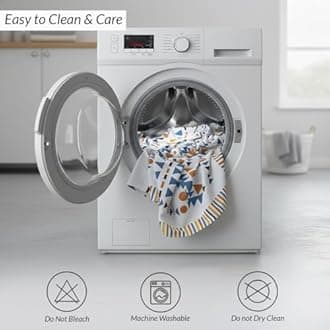 HOMEMONDE Cotton Premium Dining Table Cover 45 x 45 Inches Geometric Printed Table Cloth for 4 Seater, Square Centre Table Cover - (114x114 CM, Multicolor)