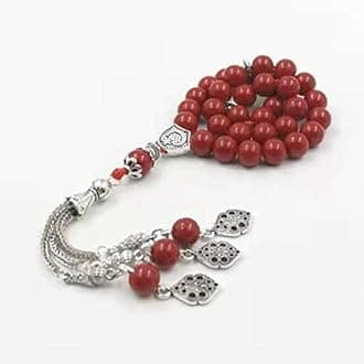 Tasbih red Stone Muslim Women Prayer Bead Islamic Rosary Eid Gift misbaha Turkish Jewelry (8mm x 99 Beads)