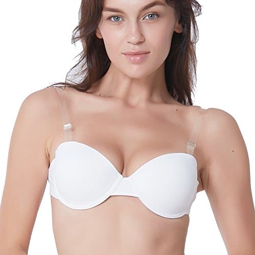 Shitagi Everyday Bra Invisible Strap Push Up Sexy Underwire Brassiere (36B, White)