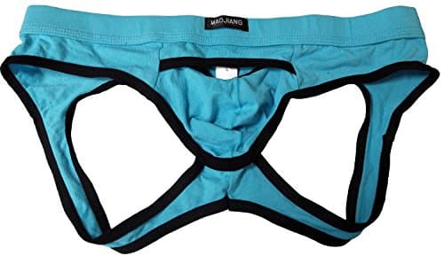 ONEFIT Men's Opening Front Big Boxer Jockstrap Briefs Underwear Sky Blue Large