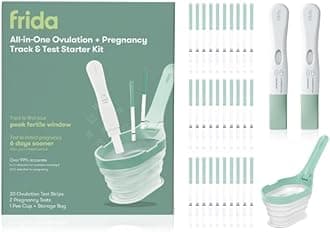 Frida Fertility All-in-One Ovulation & Pregnancy Test Kit – 30 Easy at-Home LH Strips, Ovulation Tracker, 2 Early Detection Pregnancy Tests & Reusable No-Mess Pee Cup
