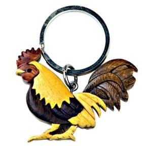 Handmade Wooden Rooster Keychain