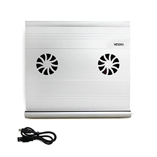 WESDAR Compact Aluminum Laptop Riser Cooling Pad with 4 USB Port, Built-in Silent Dua-fan, Adjustable Height for Apple, Dell, HP, Lenovo or other 10"- 17" Notbook Tablet, Silver