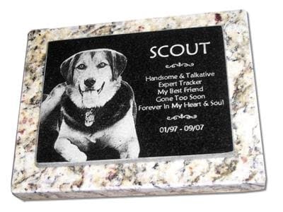 StoneArtUSA Personalized Custom Engraved Granite Pet Memorial by Eric Marker Gravestone Garden Stone Monument Memorial Laser Etched w/Photo Dog Cat Horse Pets MGM