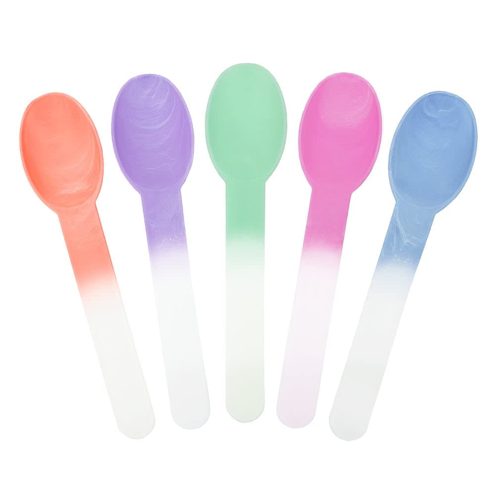Pastel Colored Mixed Magical Color Changing Heavy Duty Plastic Spoons, Frozen Dessert Spoons - Disposable, Dishwasher Safe, and Reusable Ice Cream Spoons - 1,000 Count