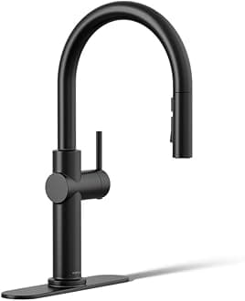 22972-BL Crue Pull Down Kitchen Faucet with Multi Function Spray Head, Matte Black