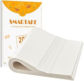 SMARTAKE 200 Pcs Parchment Paper Baking Sheets, 17x26 Inch Non-Stick Precut Baking Parchment, Suitable for Baking Grilling Air Fryer Steaming Bread Cup Cake Cookie and More (White)